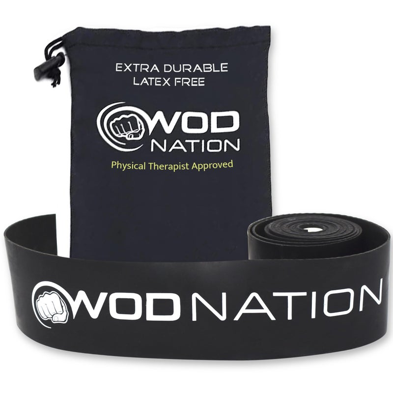 WOD نايشون أربطة خيط تنظيف الأسنان من وود نيشن - عبوة واحدة باللون الأسود الثقيل - شريط ضغط وخيط ضغط للتعافي والحركة - معدات تمرين التفاف العضلات والتمدد - Image 1